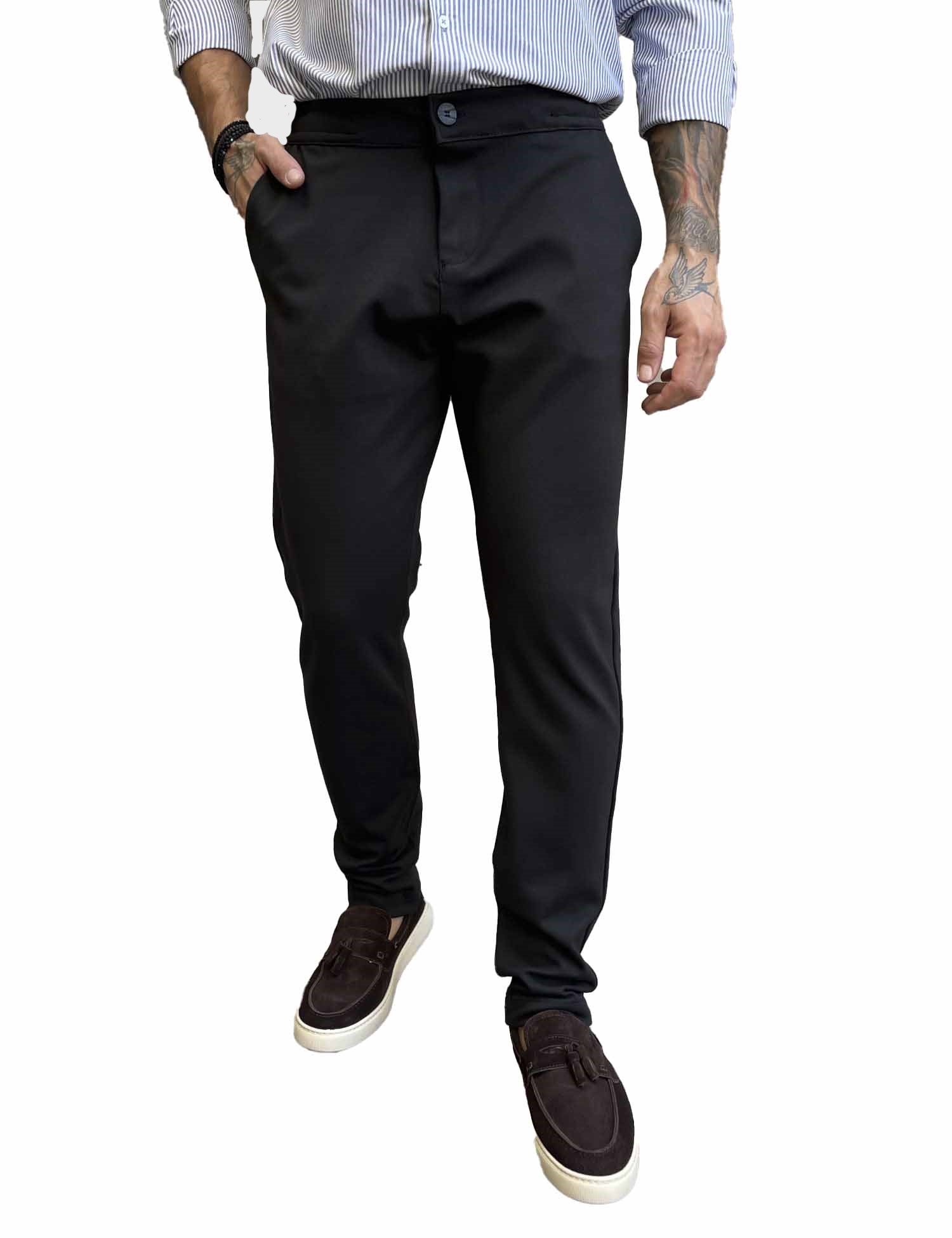 Ανδρικό μαύρο παντελόνι υφασμάτινο ελαστικό με λάστιχο στην μέση BO209 φωτογραφία